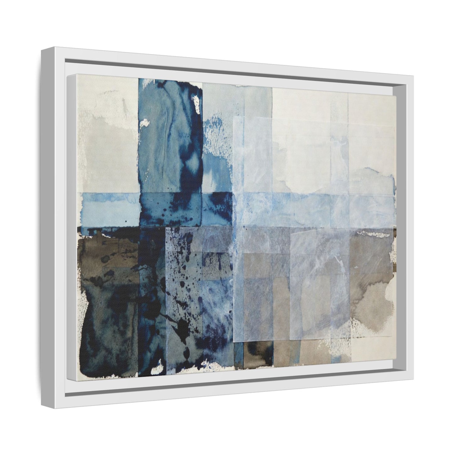 Abstract Coastal Blue Framed Canvas Art