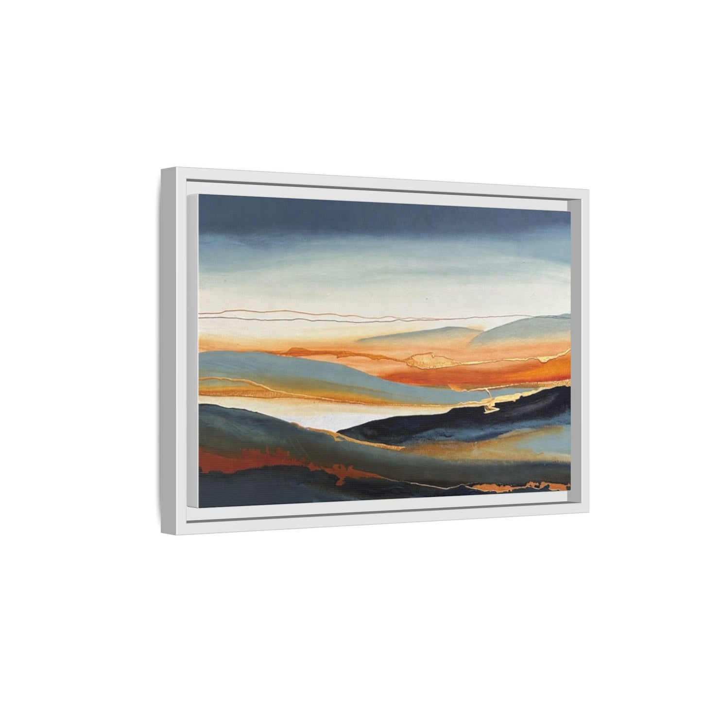 Framed Matte Canvas: Abstract Coastal Sunset Landscape Wall Art