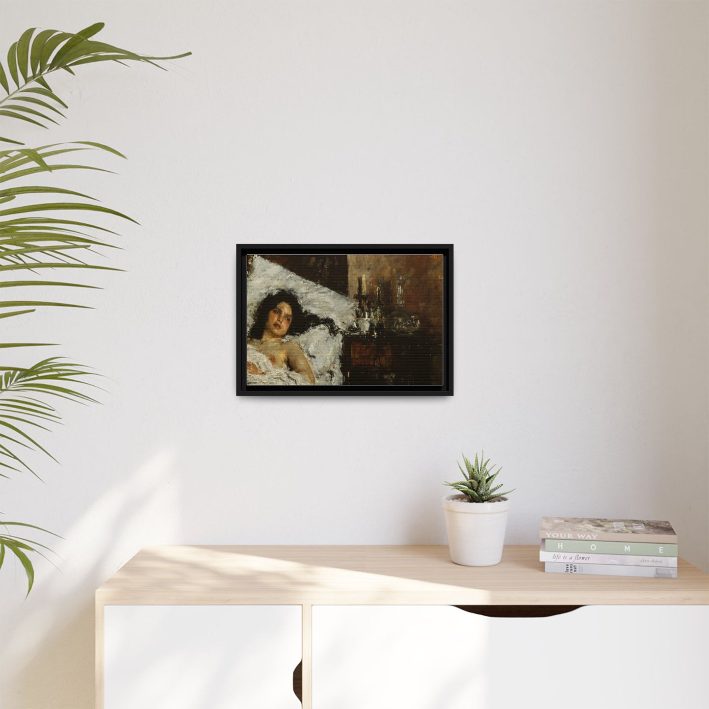 Resting by Antonio Mancini Framed Matte Canvas Wall Art Print