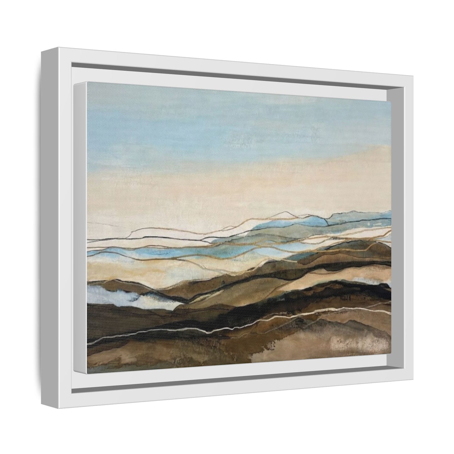 Framed Matte Canvas Print — Abstract Coastal Landscape Wall Art