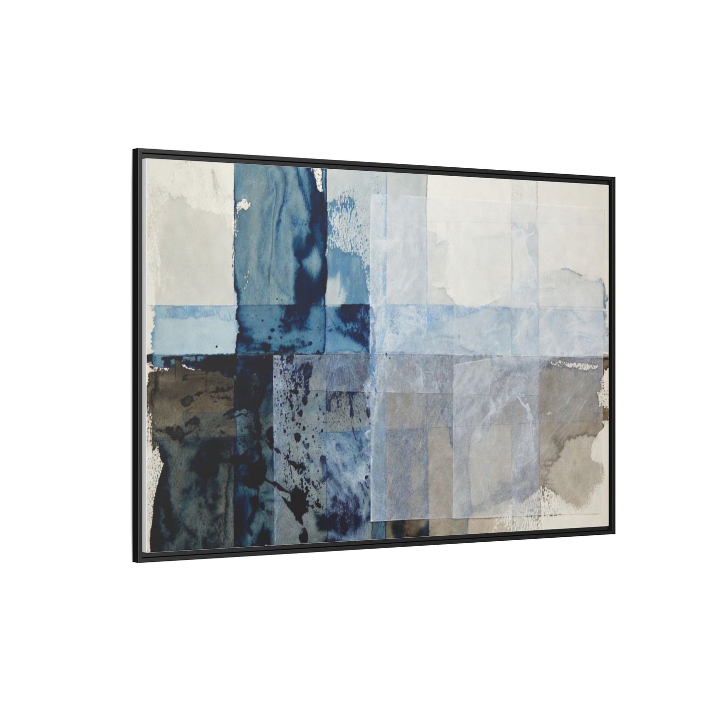 Abstract Coastal Blue Framed Canvas Art