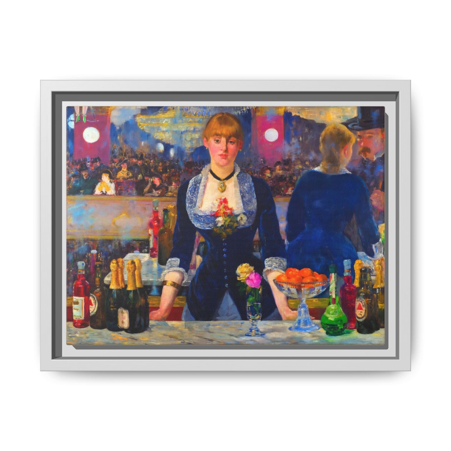 Framed Matte Canvas Print — Vintage Parisian Bar Scene