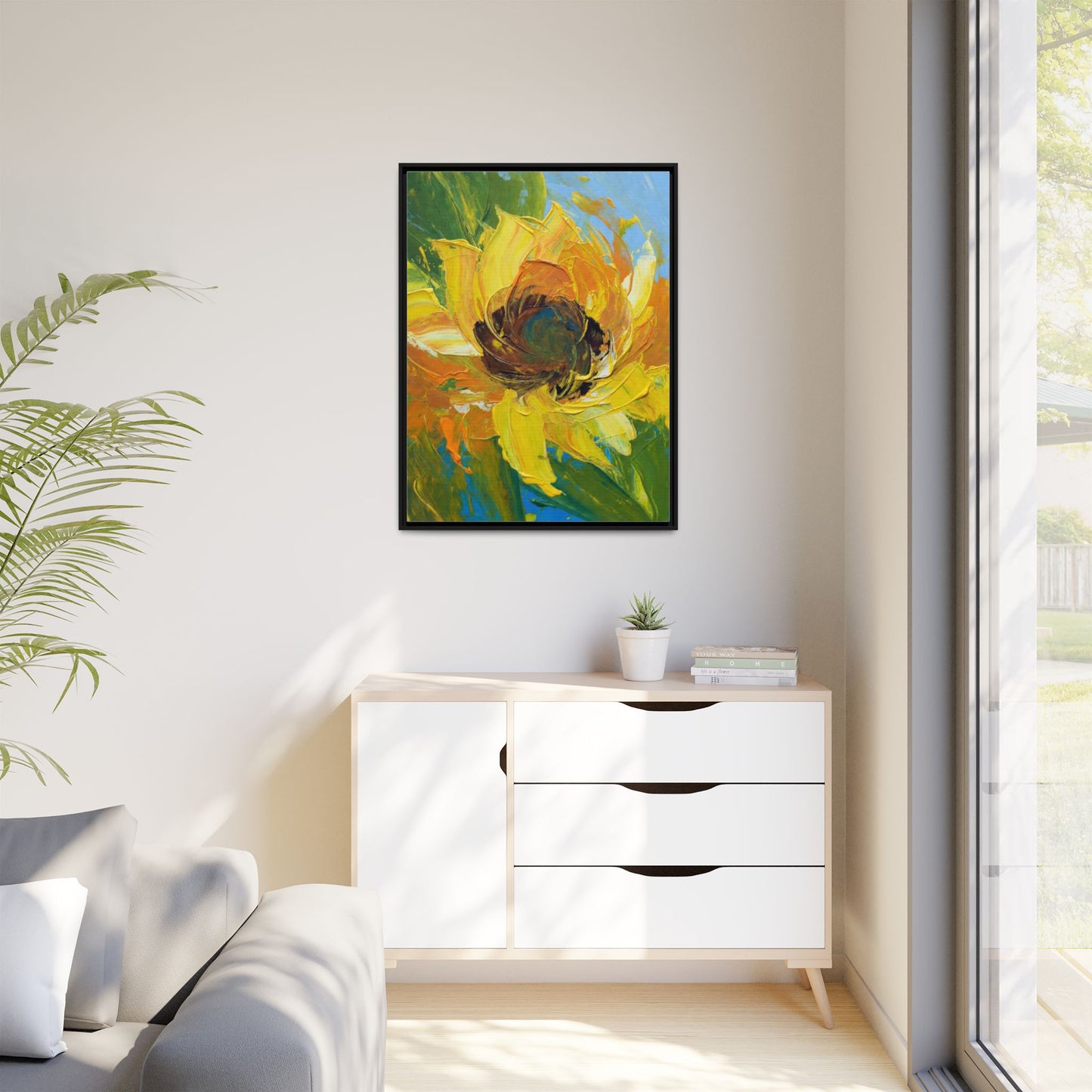 Framed Sunflower Abstract Matte Canvas Print