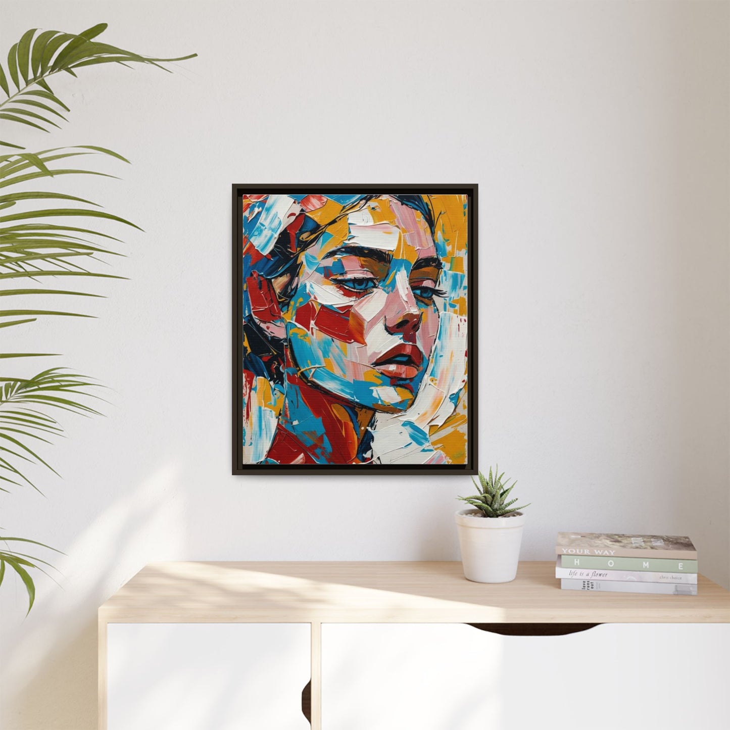 Colorful Abstract Portrait Framed Canvas Print