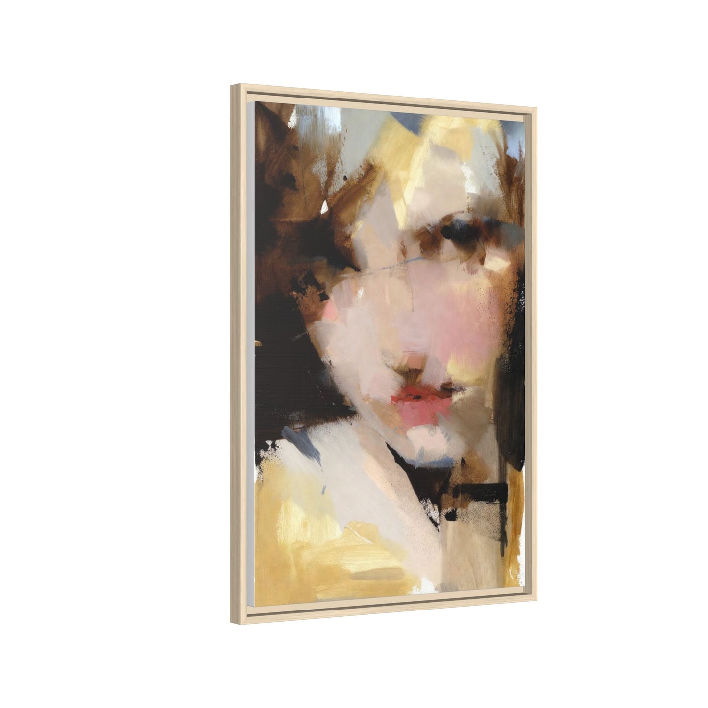 Abstract Portrait Matte Canvas Framed Print — Modern Feminine Wall Art