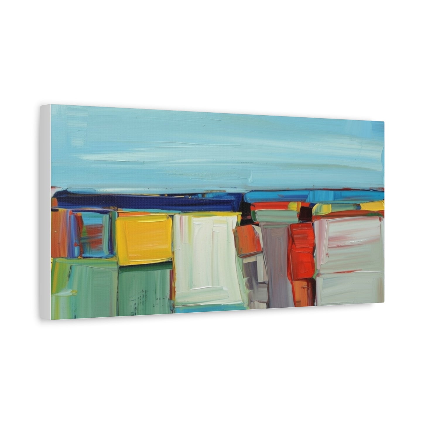 Abstract Coastal Landscape Canvas Print — Colorful Modern Seascape Wall Art
