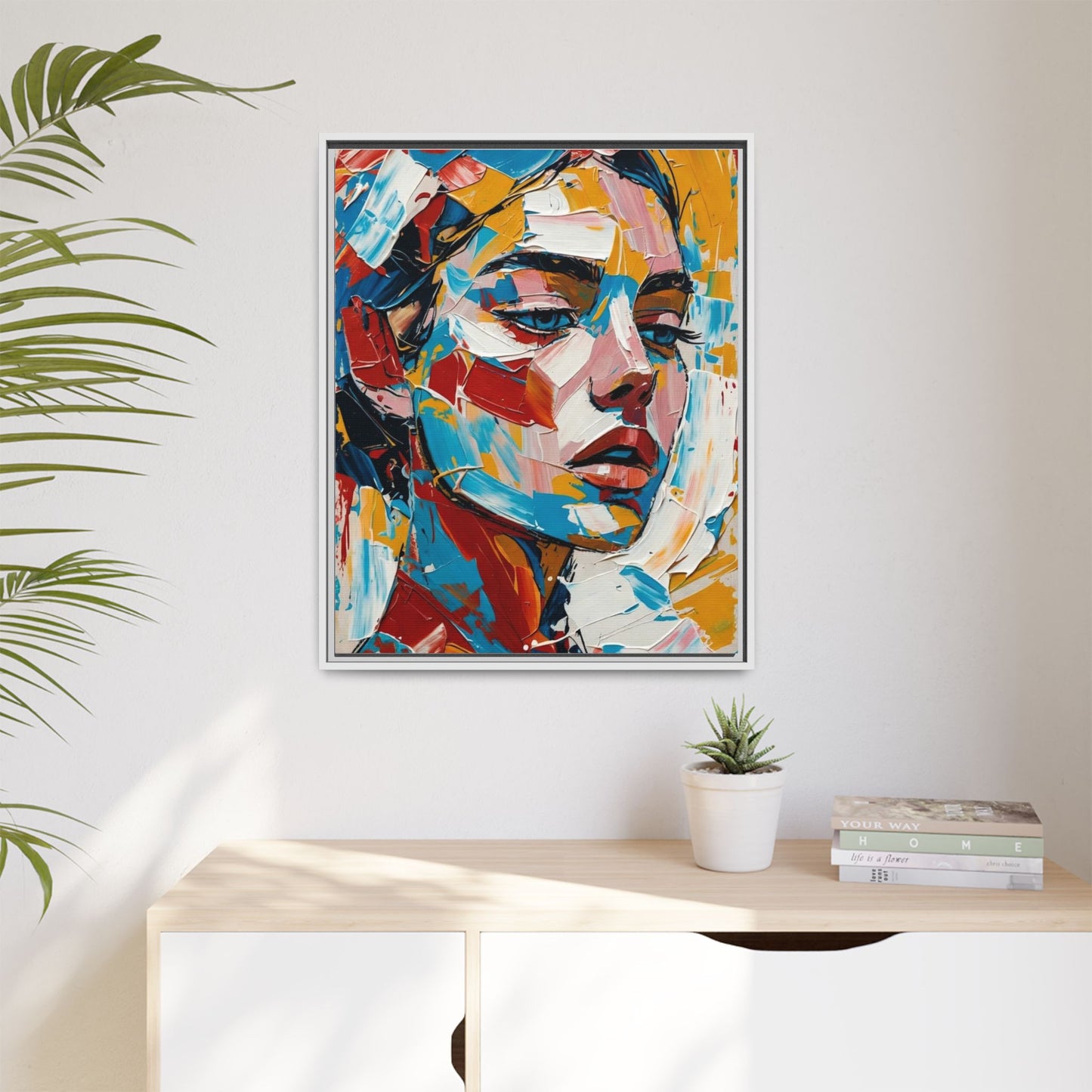 Colorful Abstract Portrait Framed Canvas Print
