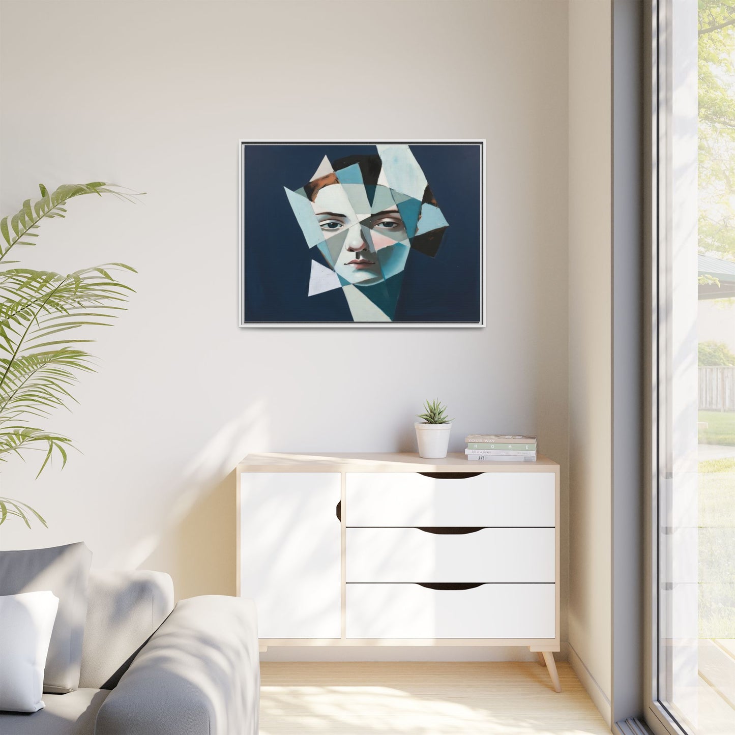 Abstract Fragmented Portrait Matte Canvas (Framed)