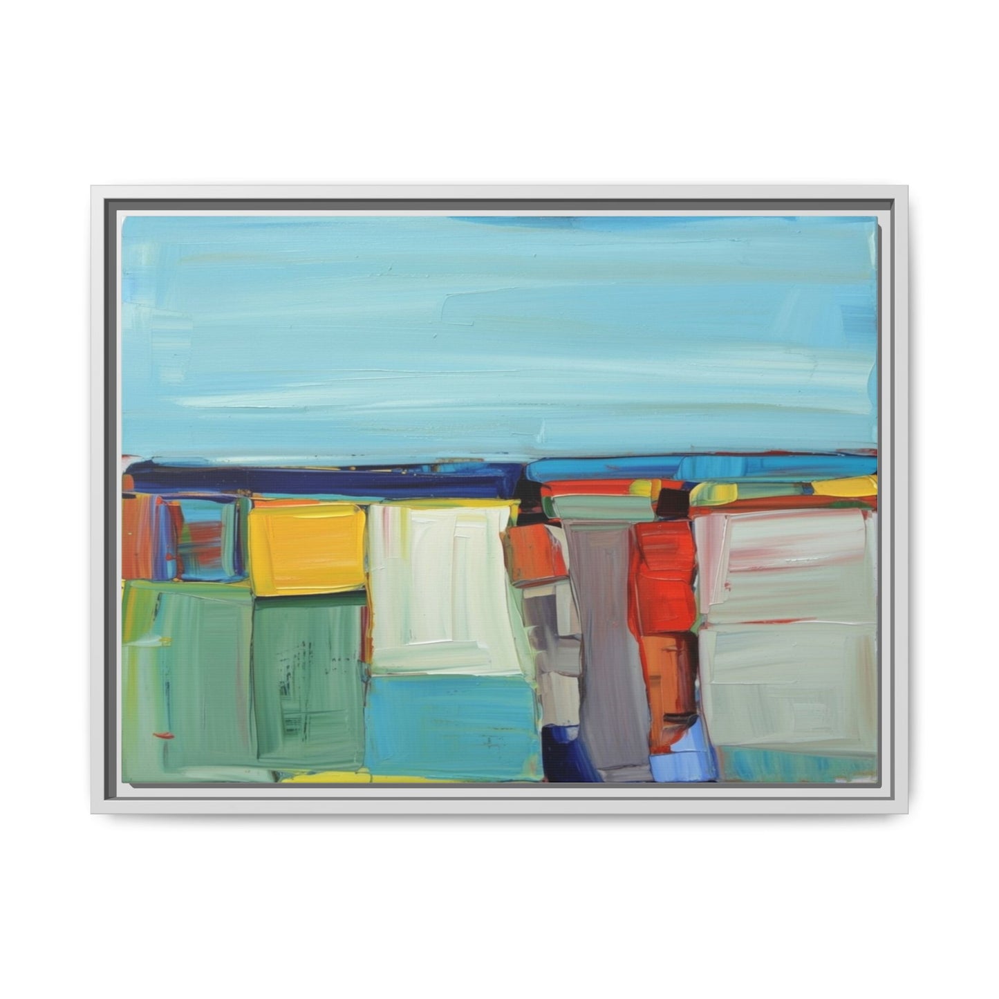 Abstract Coastal Blocks Matte Canvas Print (Framed)
