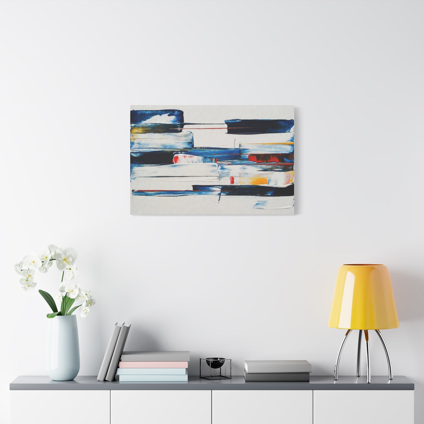 Abstract Blue Brushstroke Canvas Wall Art — Modern Stretched Matte Canvas