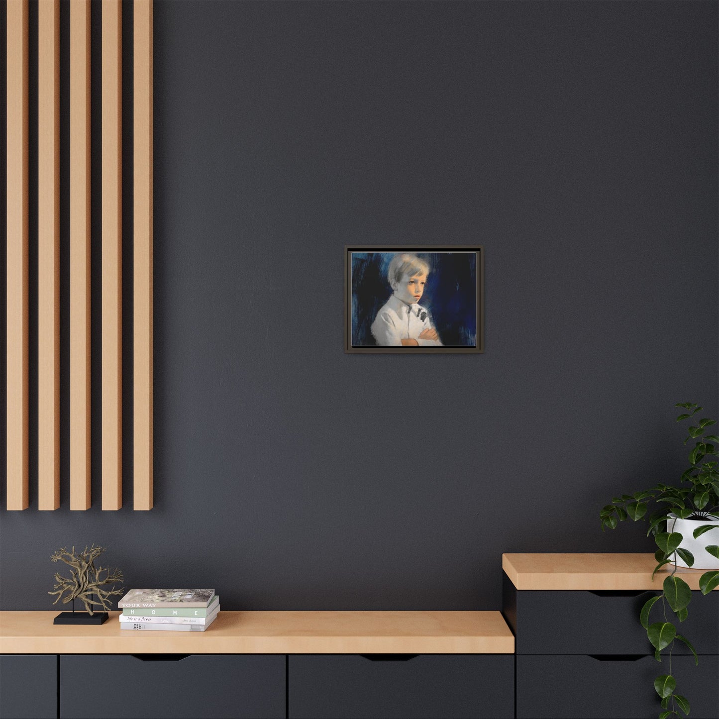 Painting of boy by Unknown Artist Framed Matte Canvas Wall Art Print
