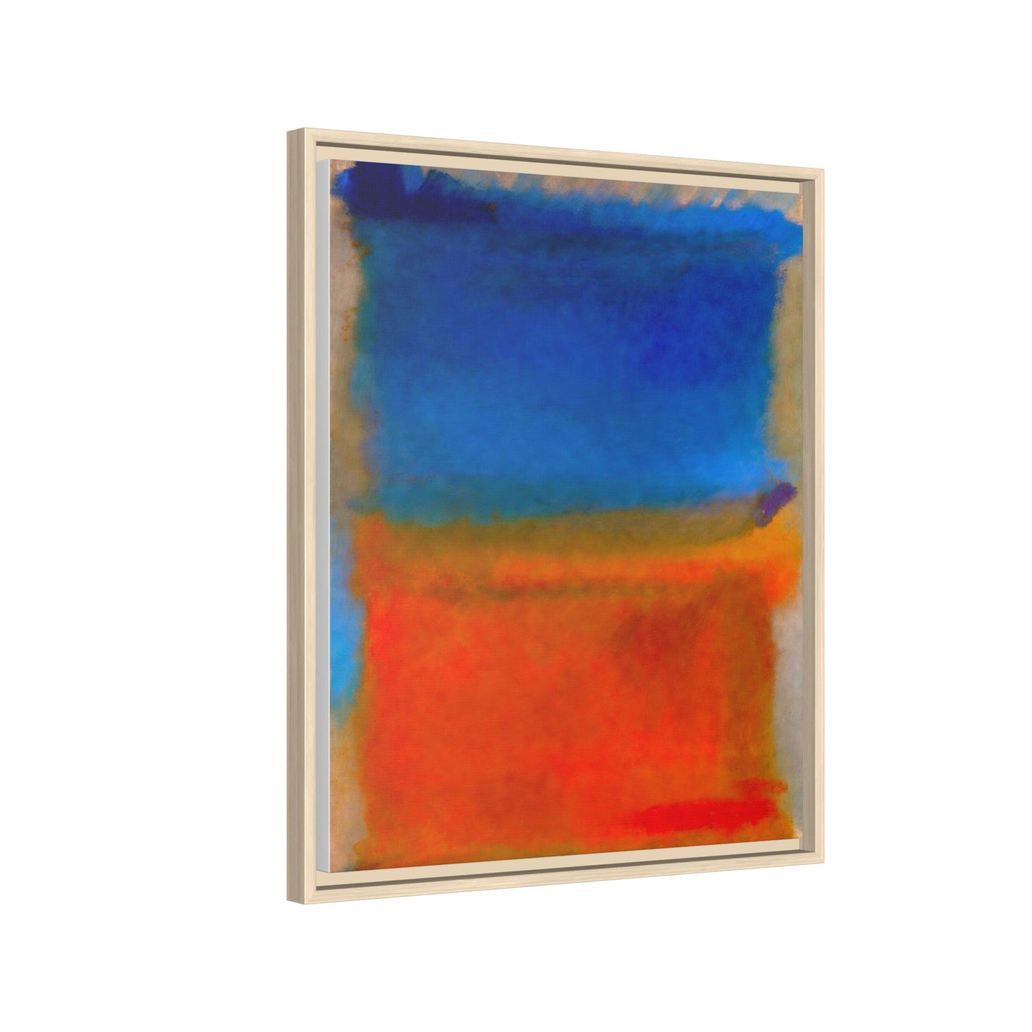 Abstract Color Block Matte Canvas Framed Wall Art — Blue & Orange Modern Painting