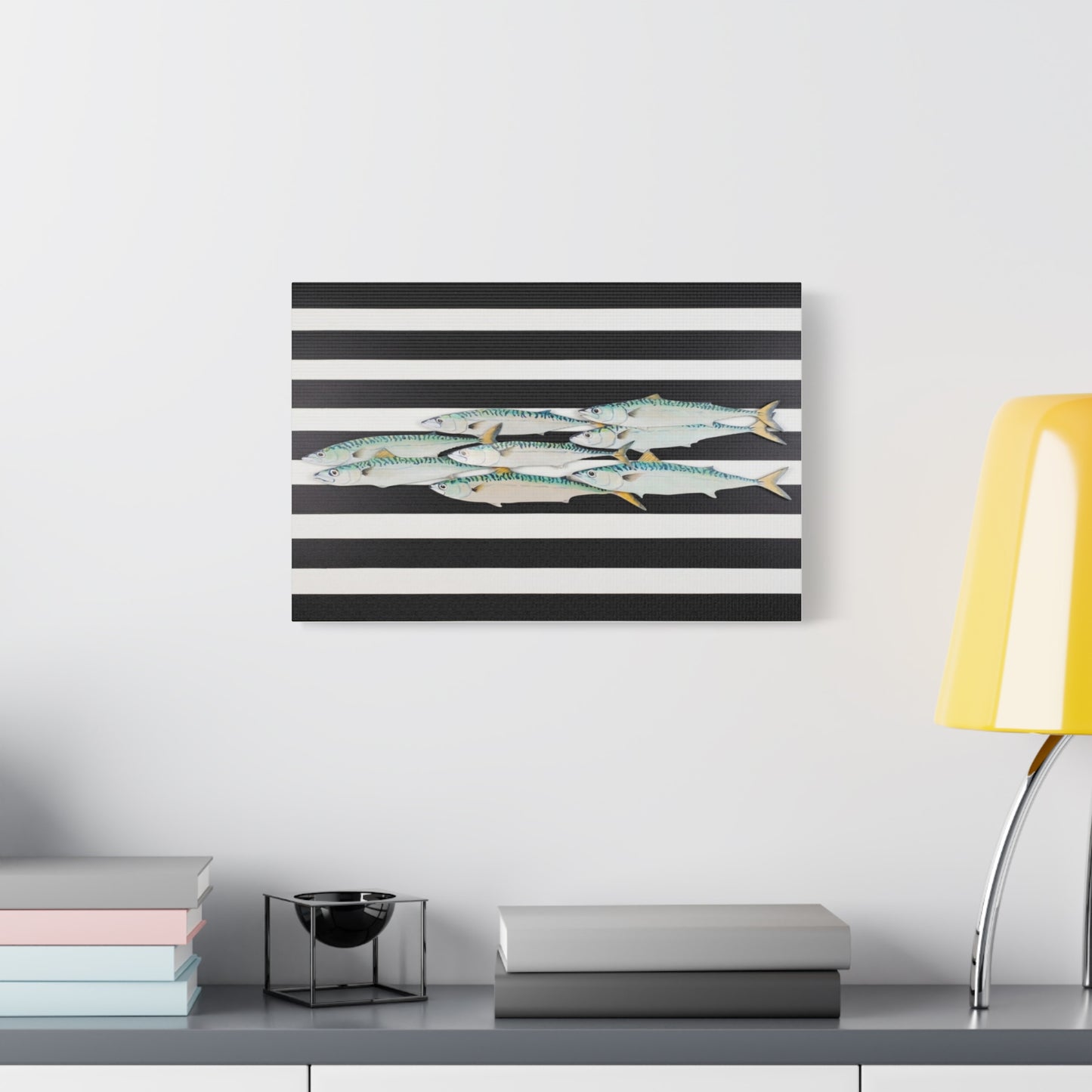 Striped Mackerel School Matte Canvas Print