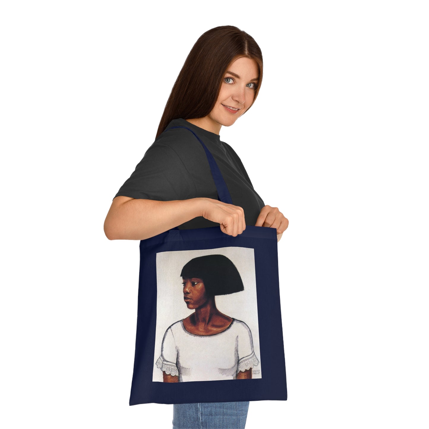 Portrait Cotton Tote Bag — Artistic Black Woman Illustration