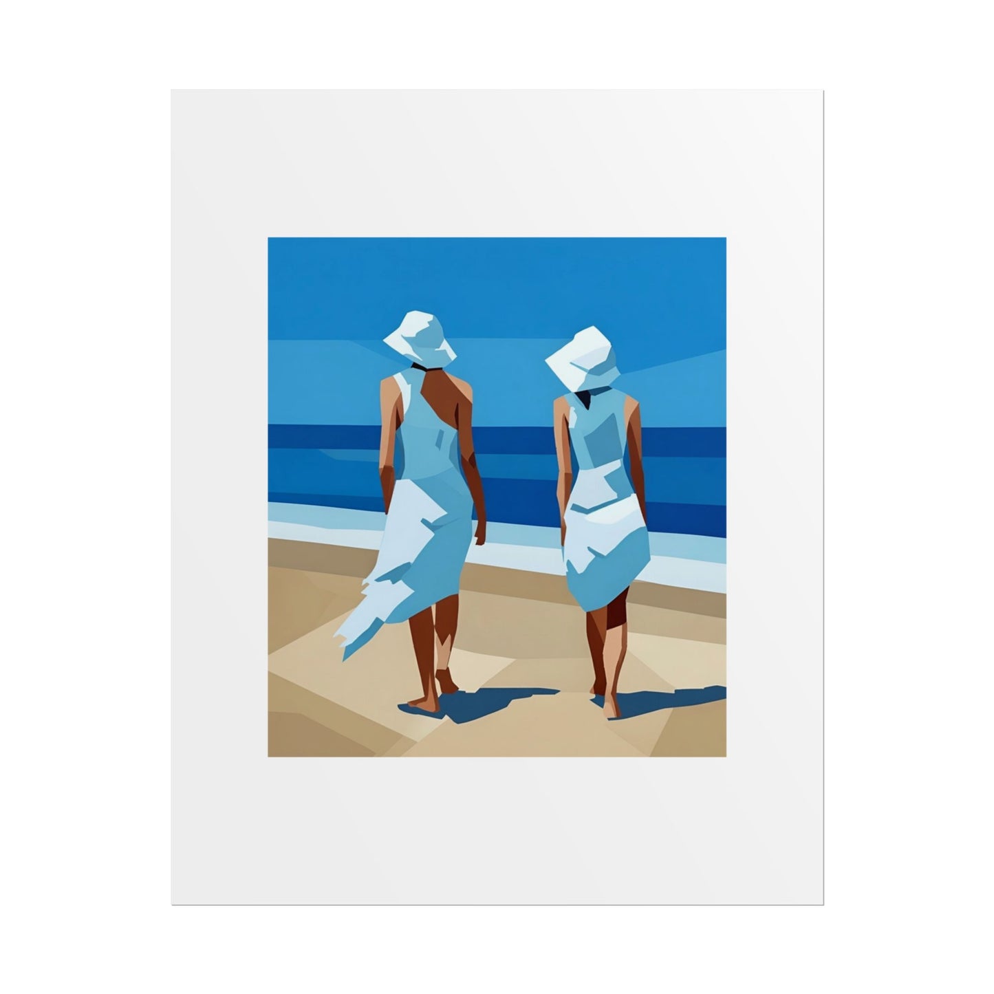 Beach Stroll Art Poster — Minimalist Coastal Print (Rolled Poster)