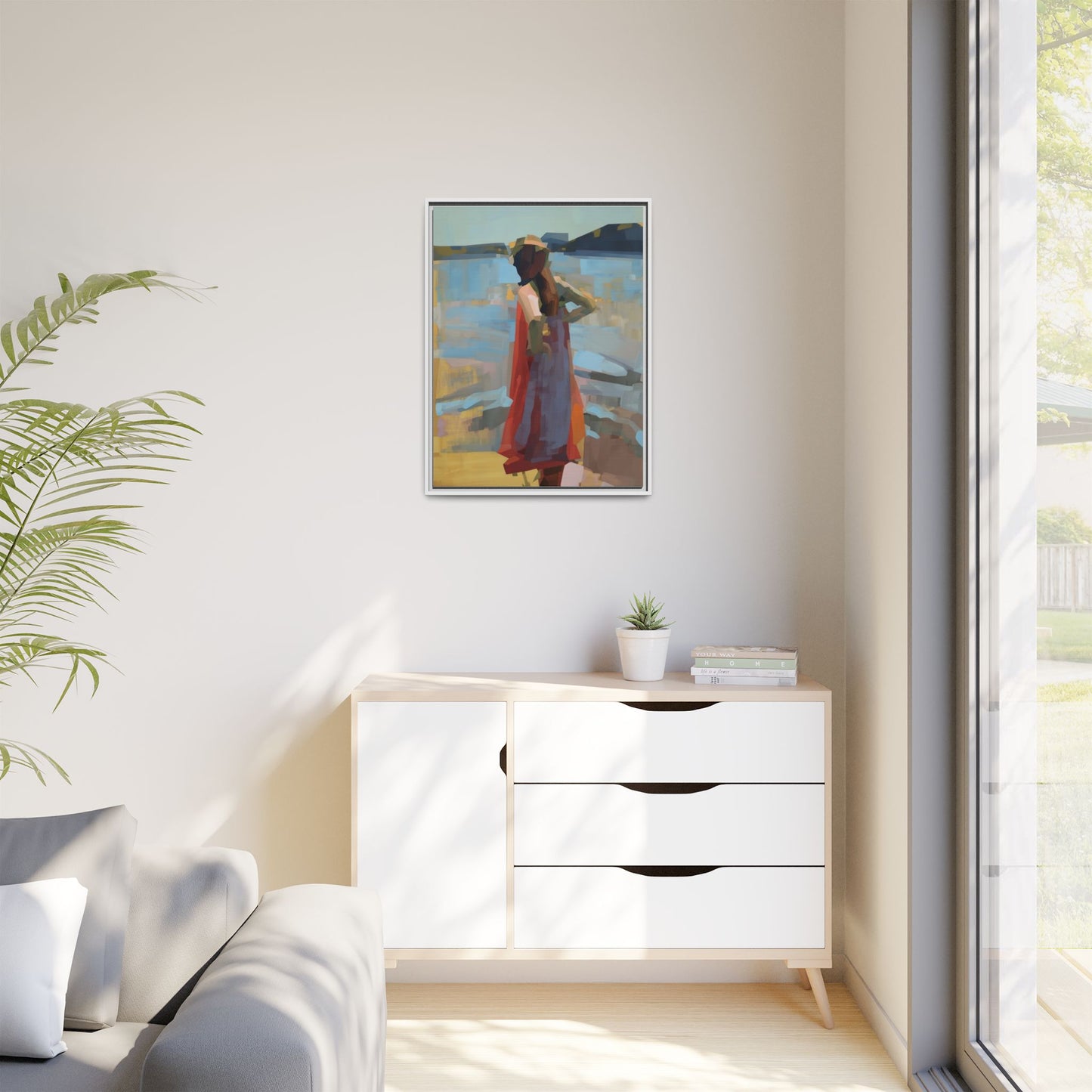 Framed Matte Canvas Print — Coastal Woman Abstract Art