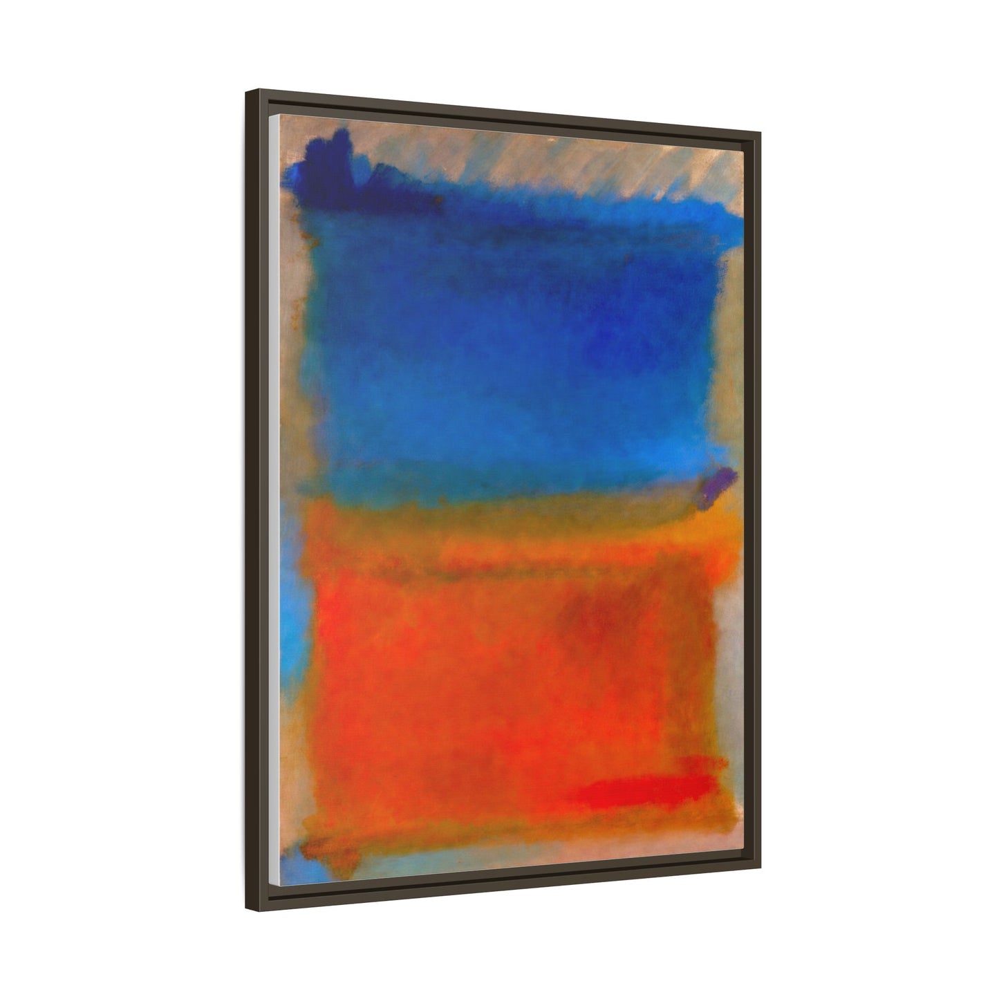 Abstract Color Block Matte Canvas Framed Wall Art — Blue & Orange Modern Painting