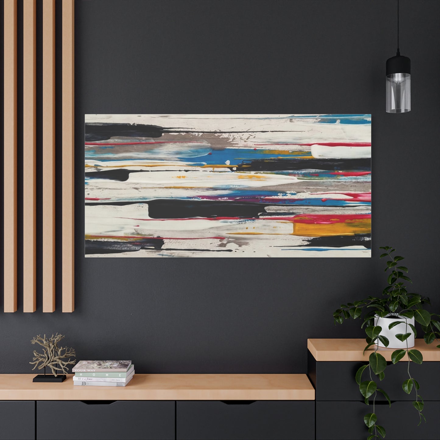 Abstract Color Streaks Matte Canvas Print — Modern Horizontal Wall Art