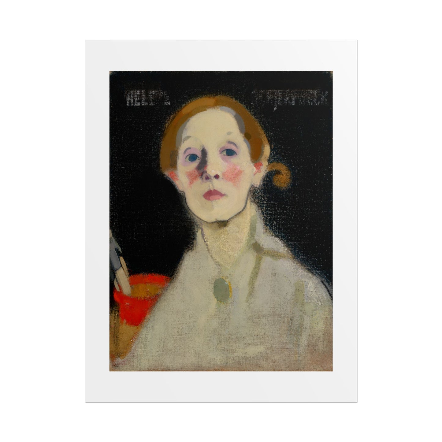 Self-Portrait Black Background by Helene Schjerfbeck Wall Art Print