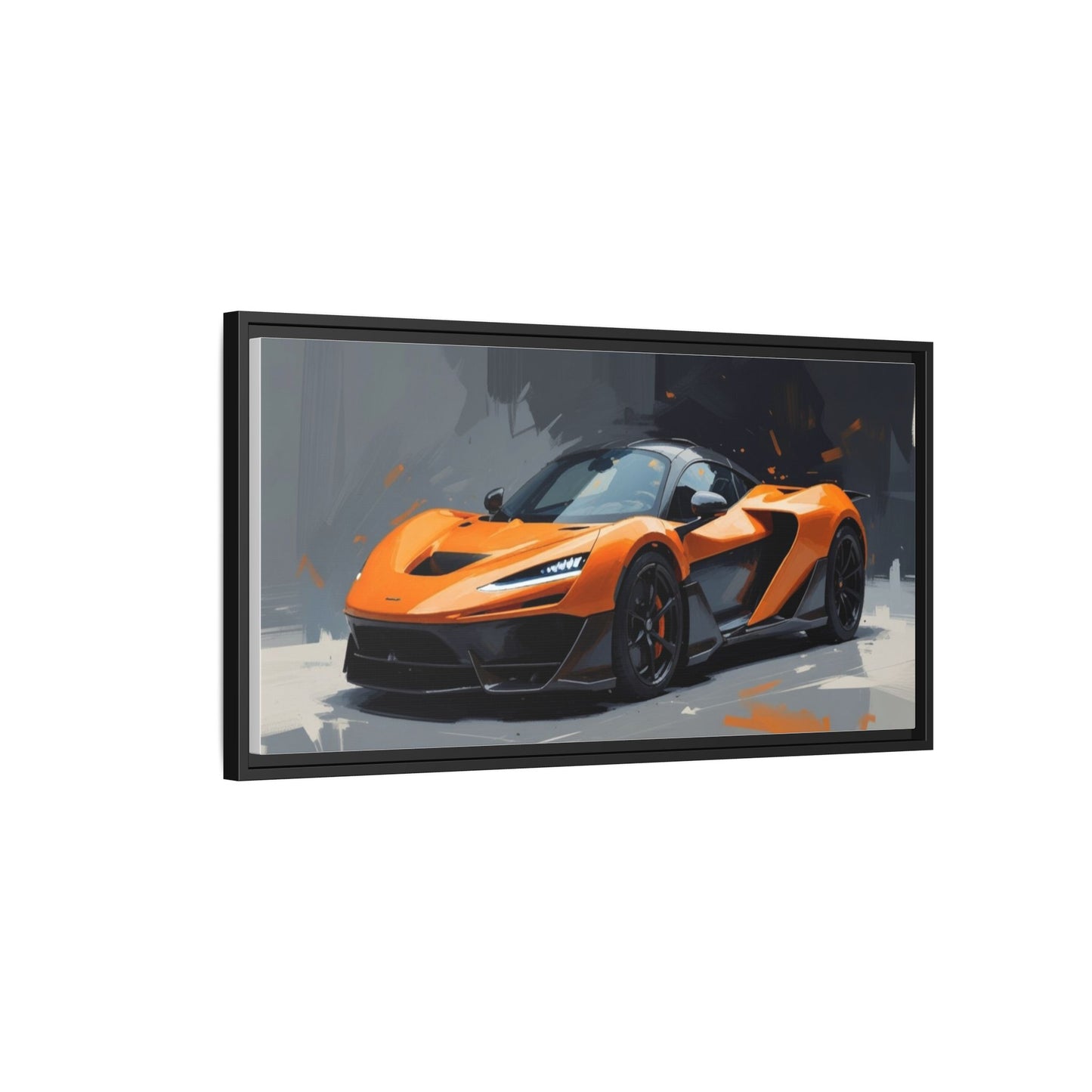 Framed Matte Canvas — Orange Sports Car Print