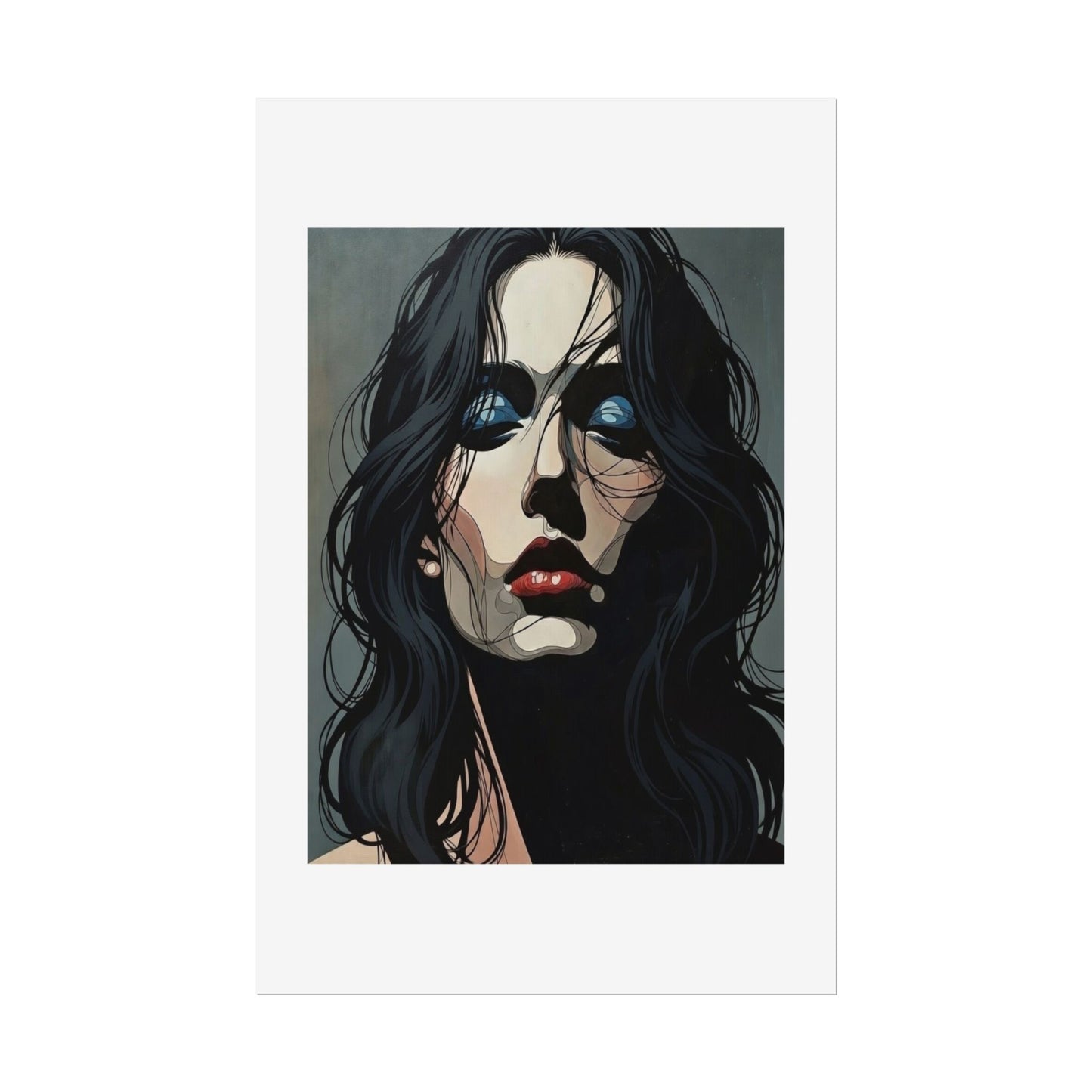 Rolled Poster — Moody Portrait Art Print (Dark Femme, Blue Eyeshadow)