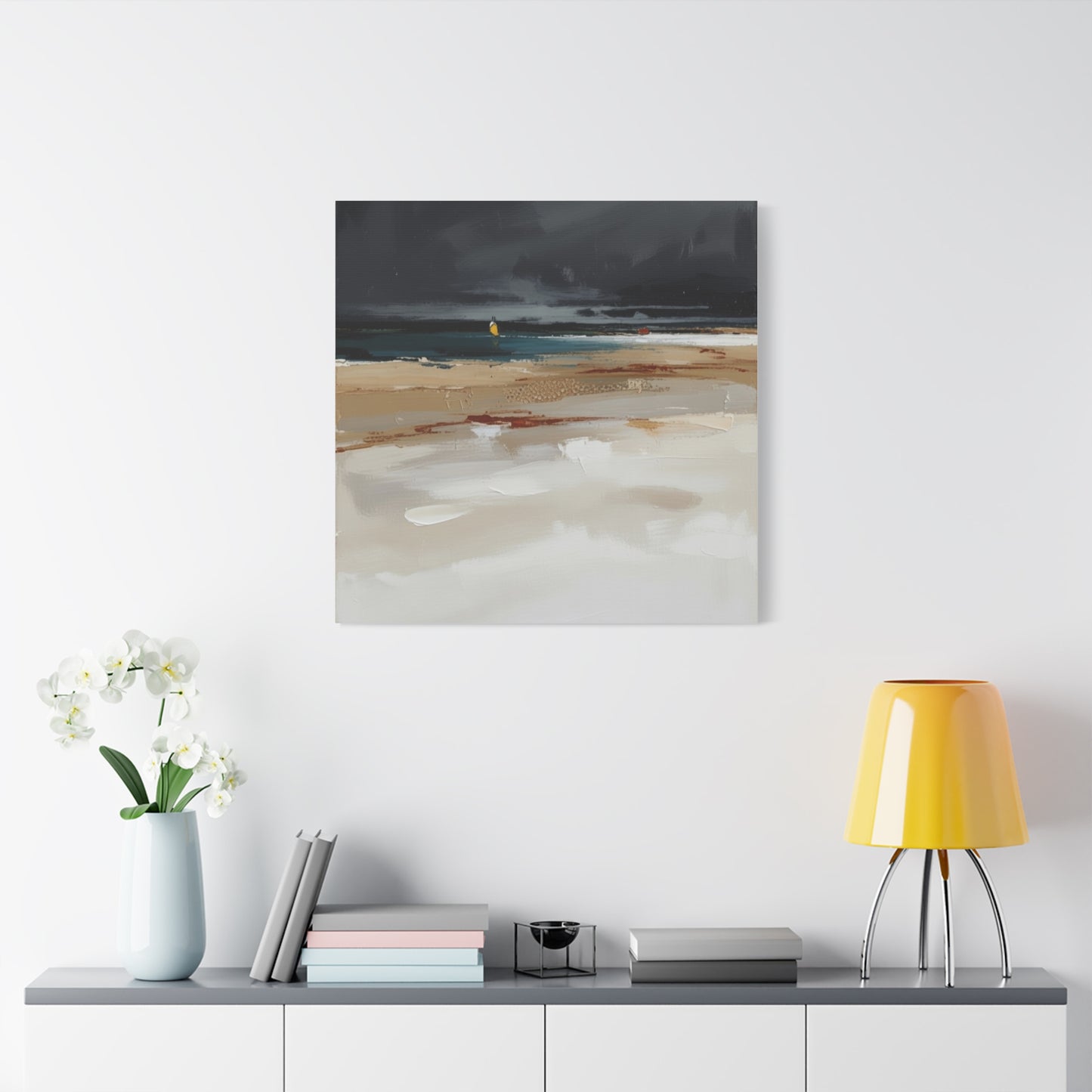 Beachscape Canvas Art — Stormy Seascape Matte Stretched Wall Art
