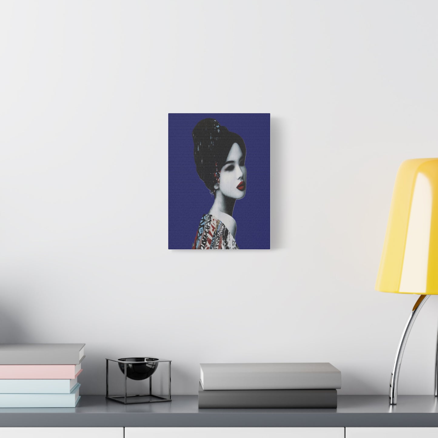 Geisha Portrait Matte Canvas Print — Modern Asian-Inspired Wall Art
