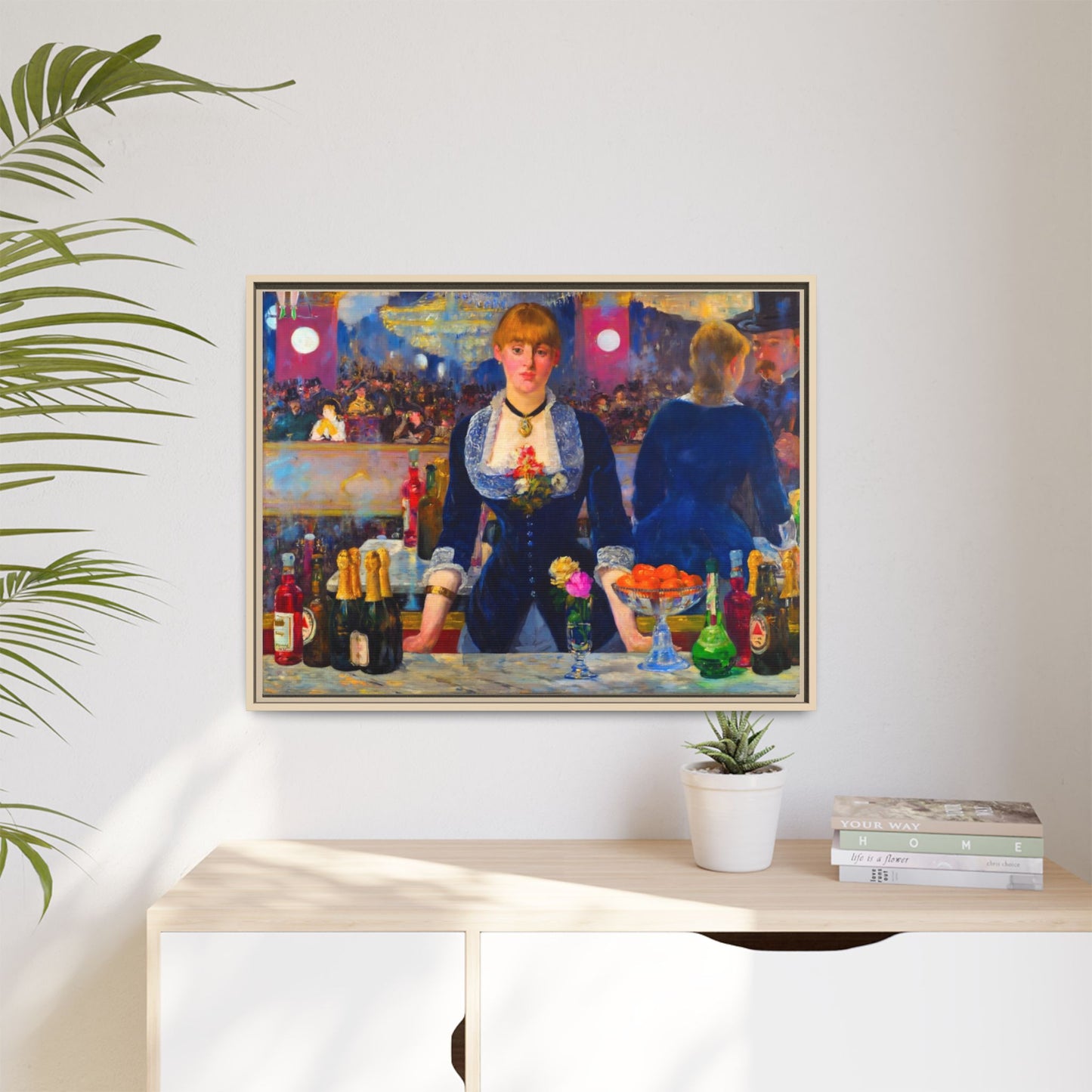 Framed Matte Canvas Print — Vintage Parisian Bar Scene