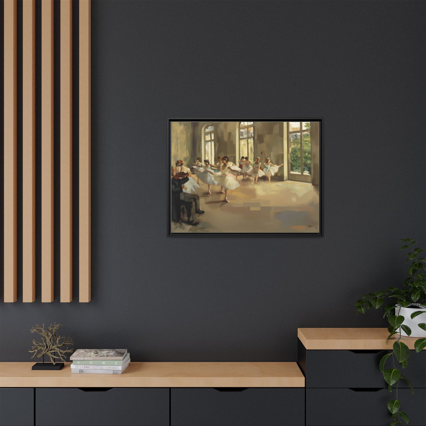 Framed Matte Canvas Print — Ballet Class Scene (Impressionist Dancers)