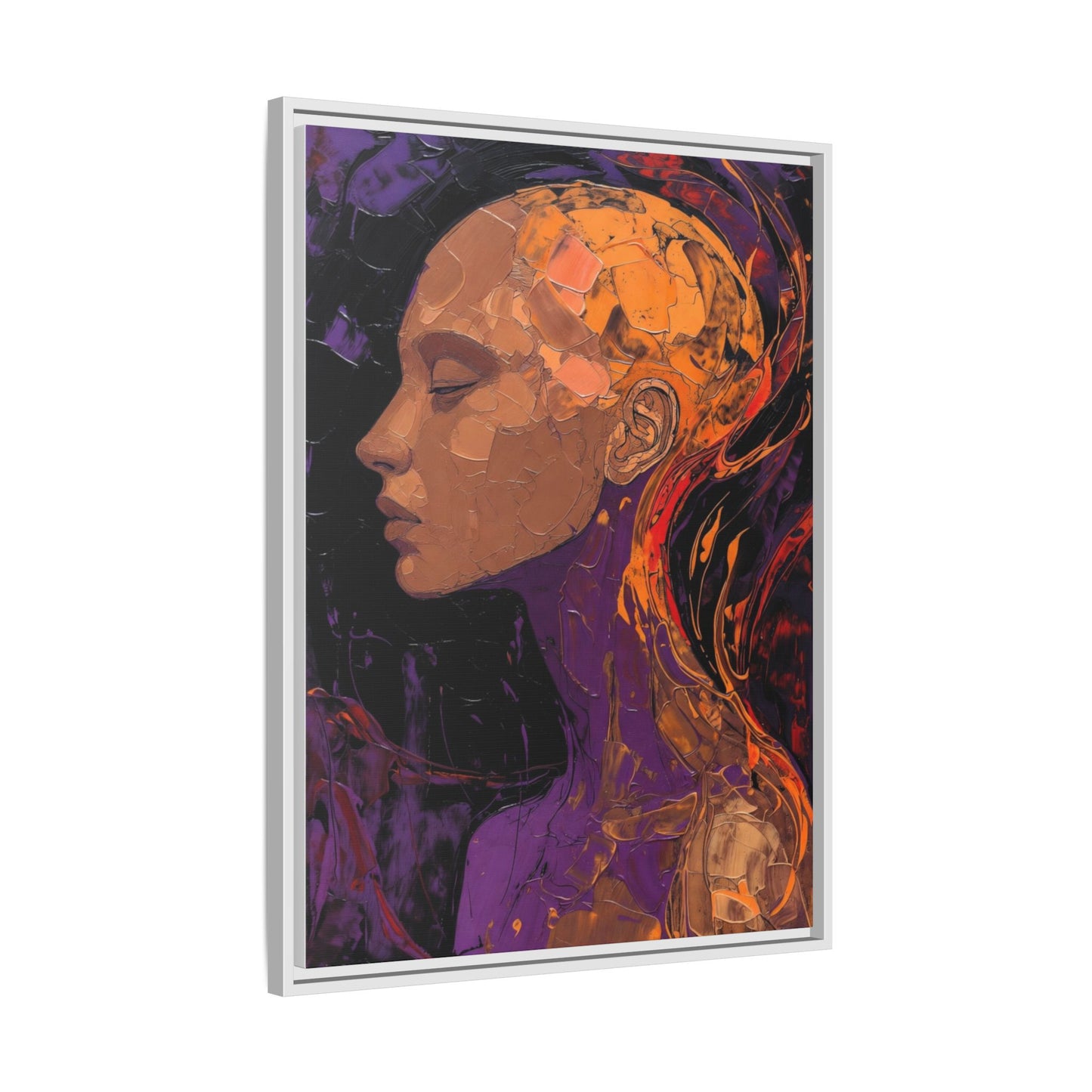 Abstract Profile Portrait Matte Framed Canvas — Multicolor Feminine Art Print