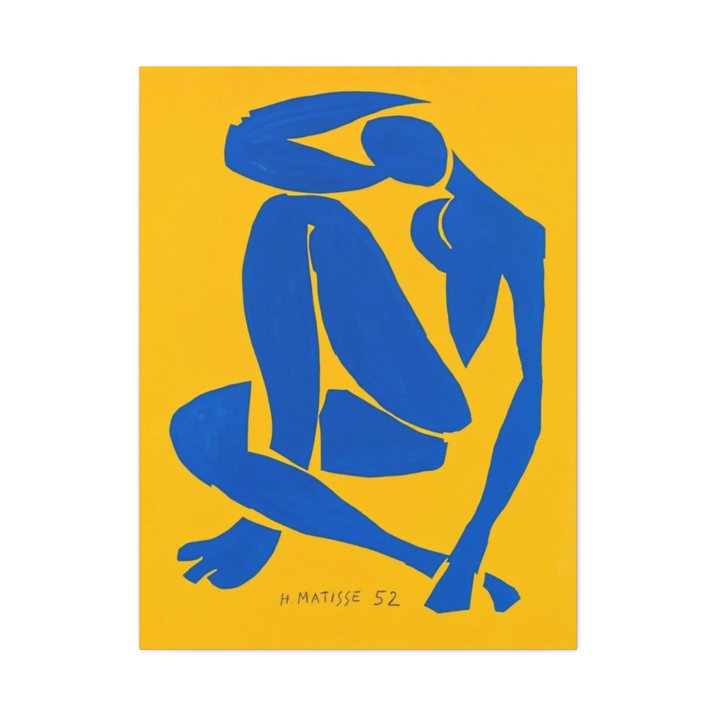 Blue Matisse Nude Silhouette Matte Canvas Print — Modern Yellow Wall Art