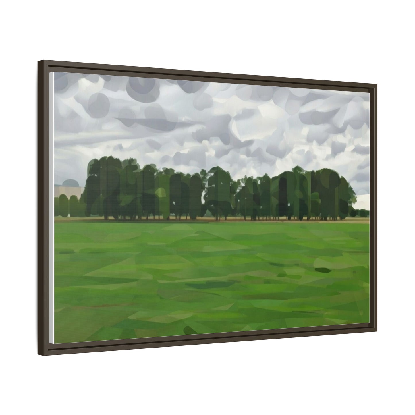 Framed Matte Canvas Print — Minimalist Green Landscape Art