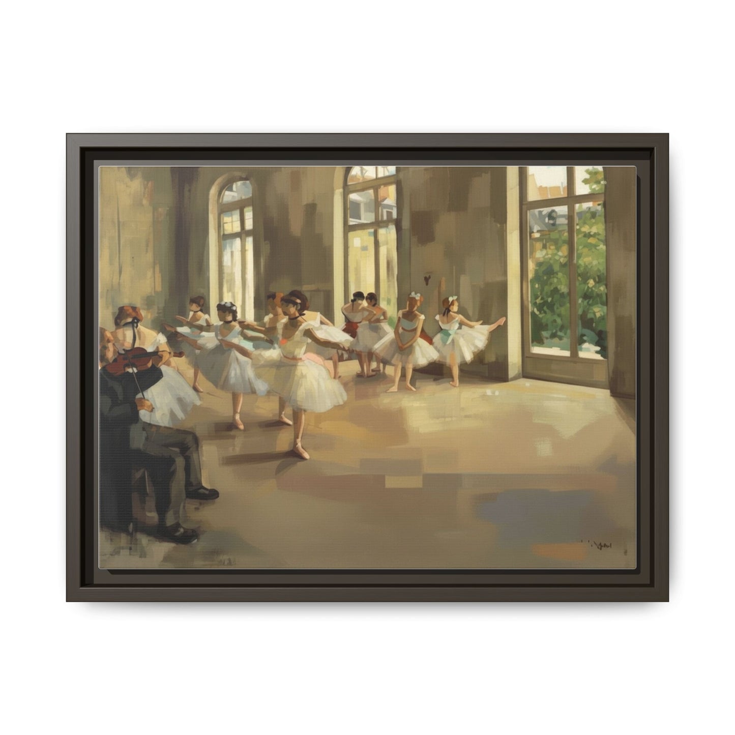 Framed Matte Canvas Print — Ballet Class Scene (Impressionist Dancers)