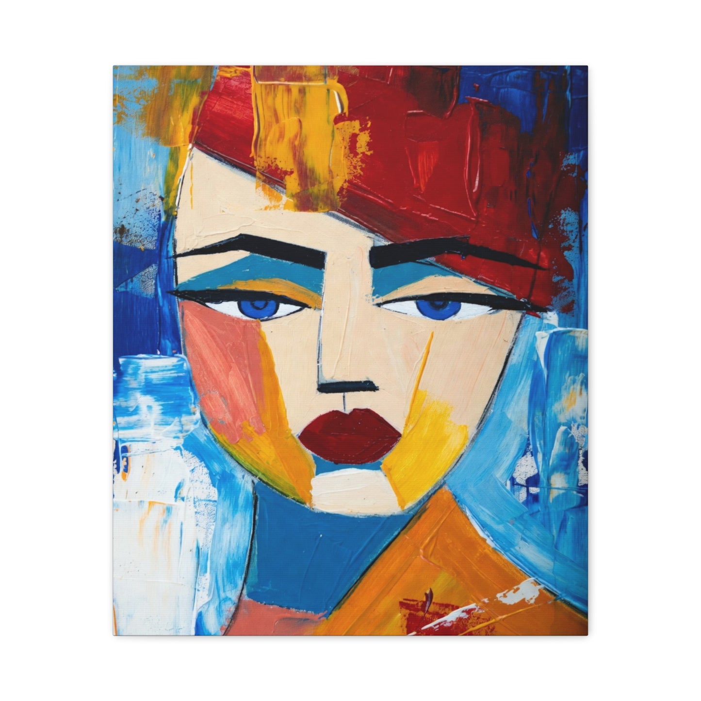 Abstract Colorful Face Matte Canvas Print — Modern Pop Art Portrait