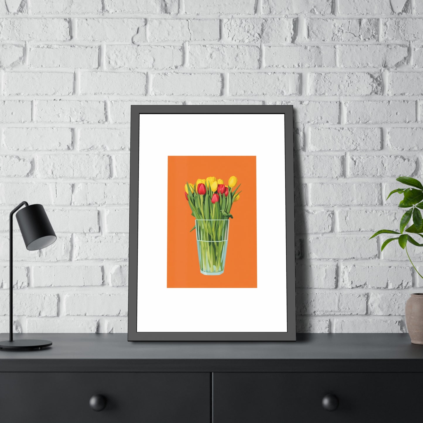 Framed Poster — Colorful Tulip Vase Wall Art (Spring Floral Print)