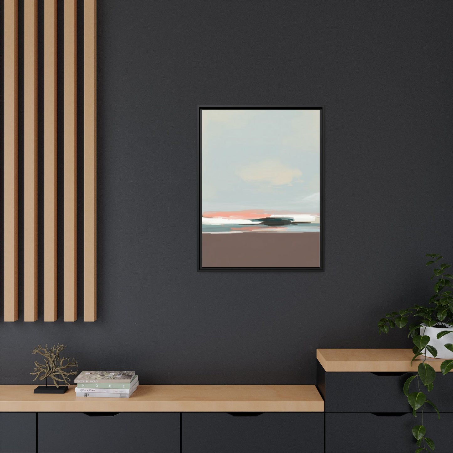 Framed Matte Canvas Print — Soft Coastal Abstract Landscape