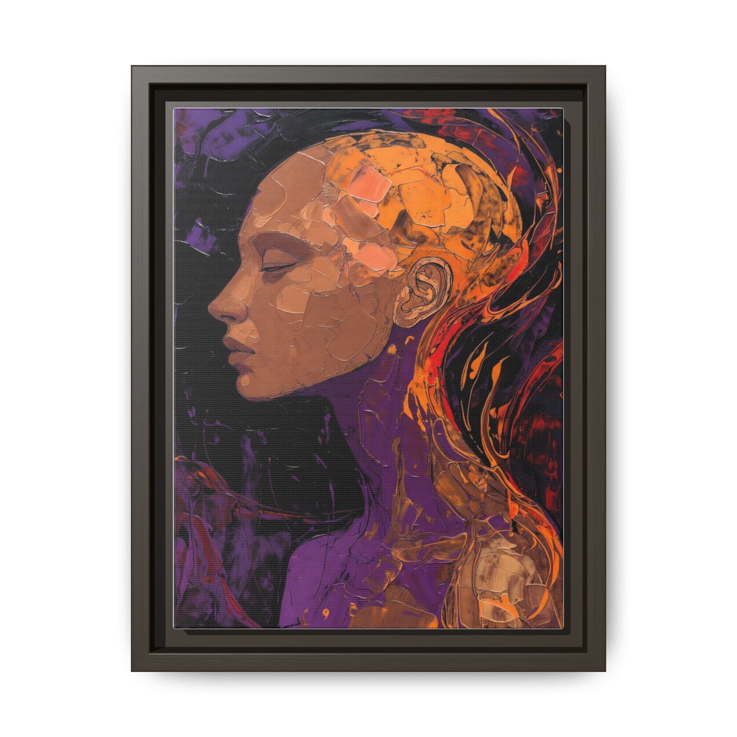 Abstract Profile Portrait Matte Framed Canvas — Multicolor Feminine Art Print