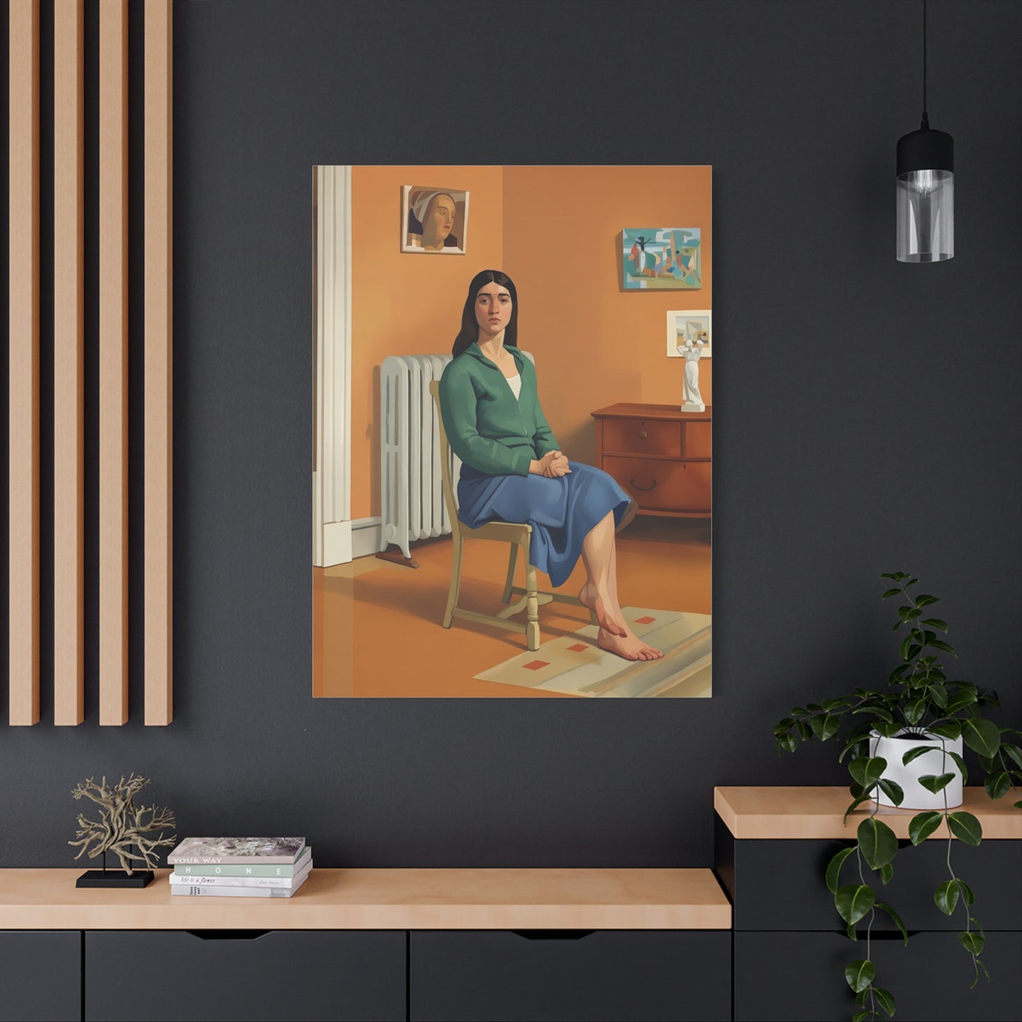 Portrait Canvas Print — Seated Woman Matte Stretched Wall Art