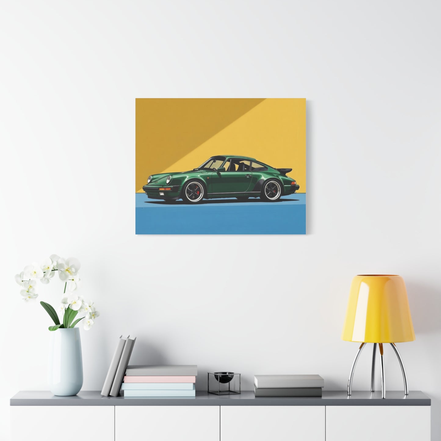 Vintage Green Porsche Art Print - Matte Stretched Canvas