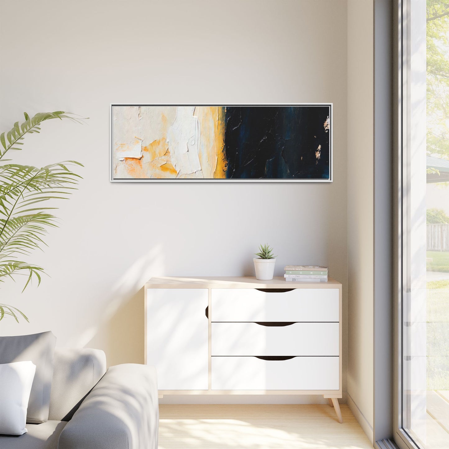 Abstract Coastal Texture Framed Canvas Art — Matte Multi-Color Wall Print