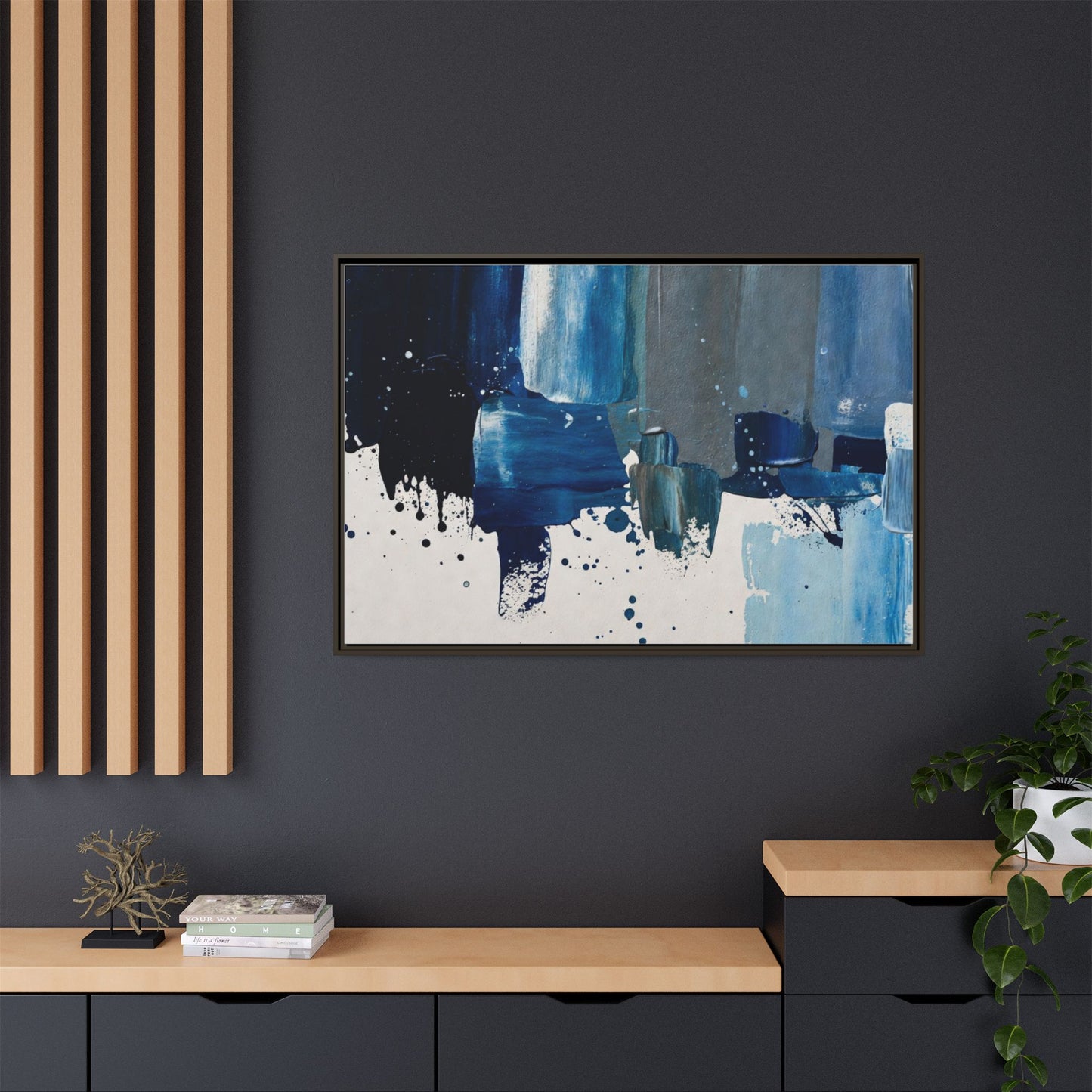 Abstract Blue Ocean Matte Canvas Framed Wall Art