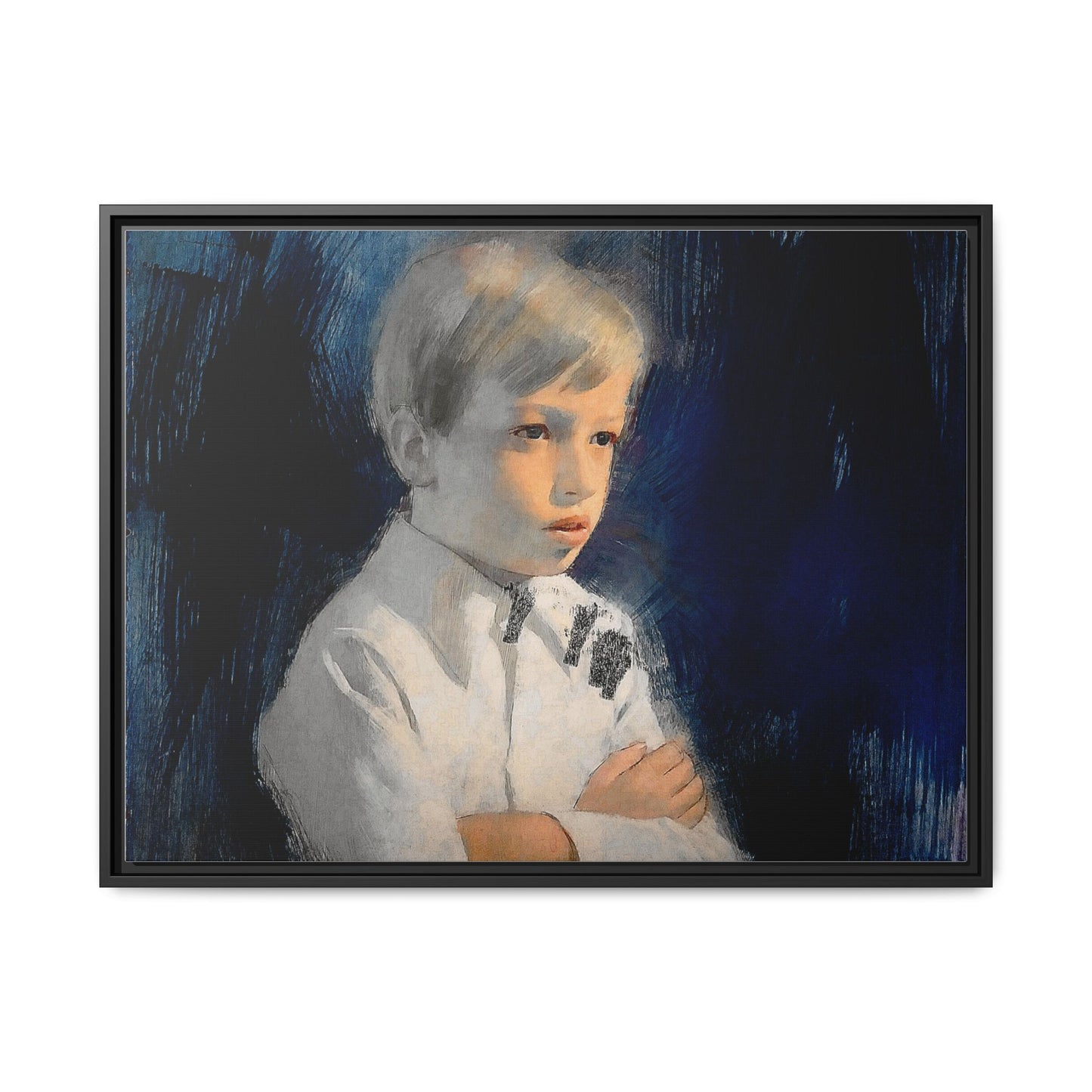 Painting of boy by Unknown Artist Framed Matte Canvas Wall Art Print