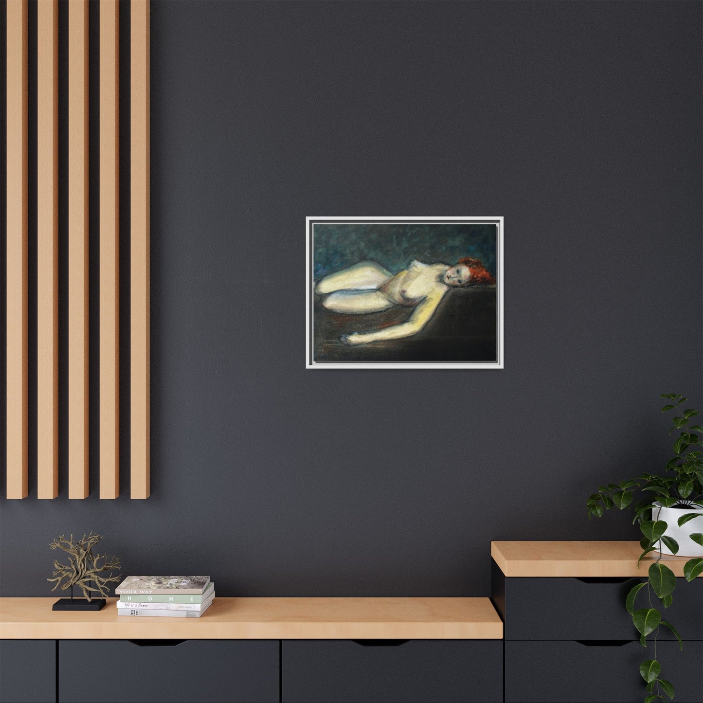 Lying nude by Paul Gosselin Framed Matte Canvas Wall Art Print