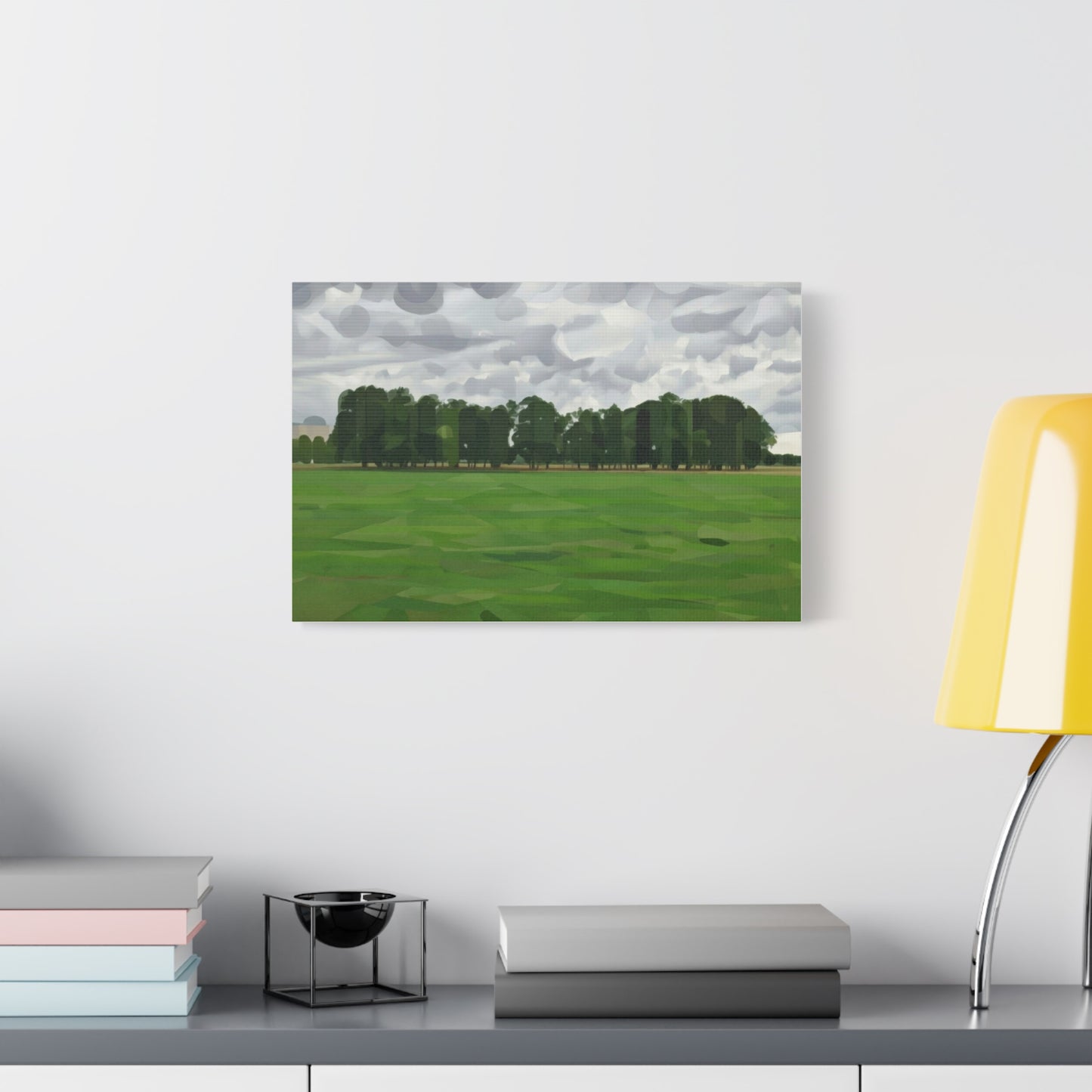 Green Field Landscape Canvas Print — Tranquil Park Scene Matte Stretched Canvas