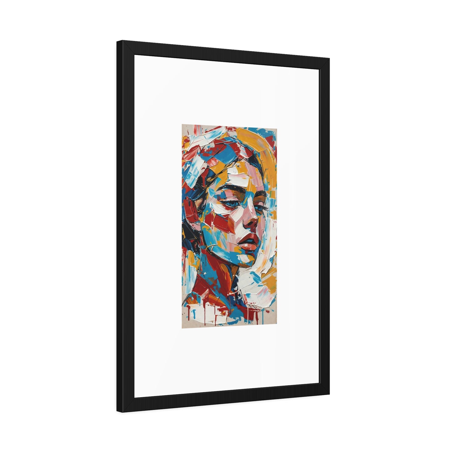 Abstract Colorful Portrait Framed Paper Poster – Modern Art Print for Home & Office