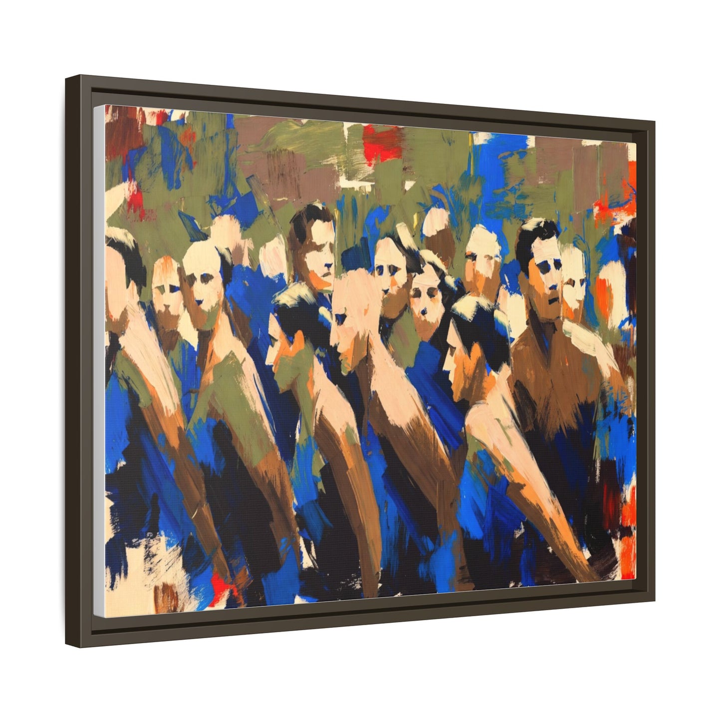 Abstract Crowd Matte Canvas Print — Framed Multi-Color Wall Art