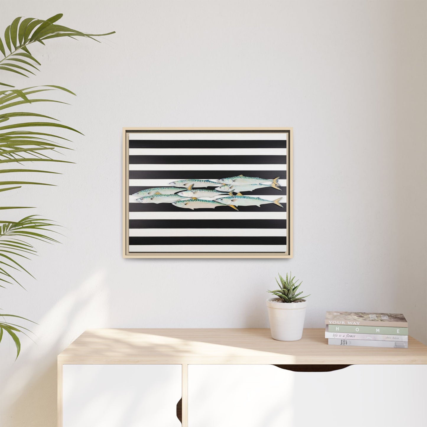 Striped Mackerel Canvas Print — Framed Matte Fish Wall Art
