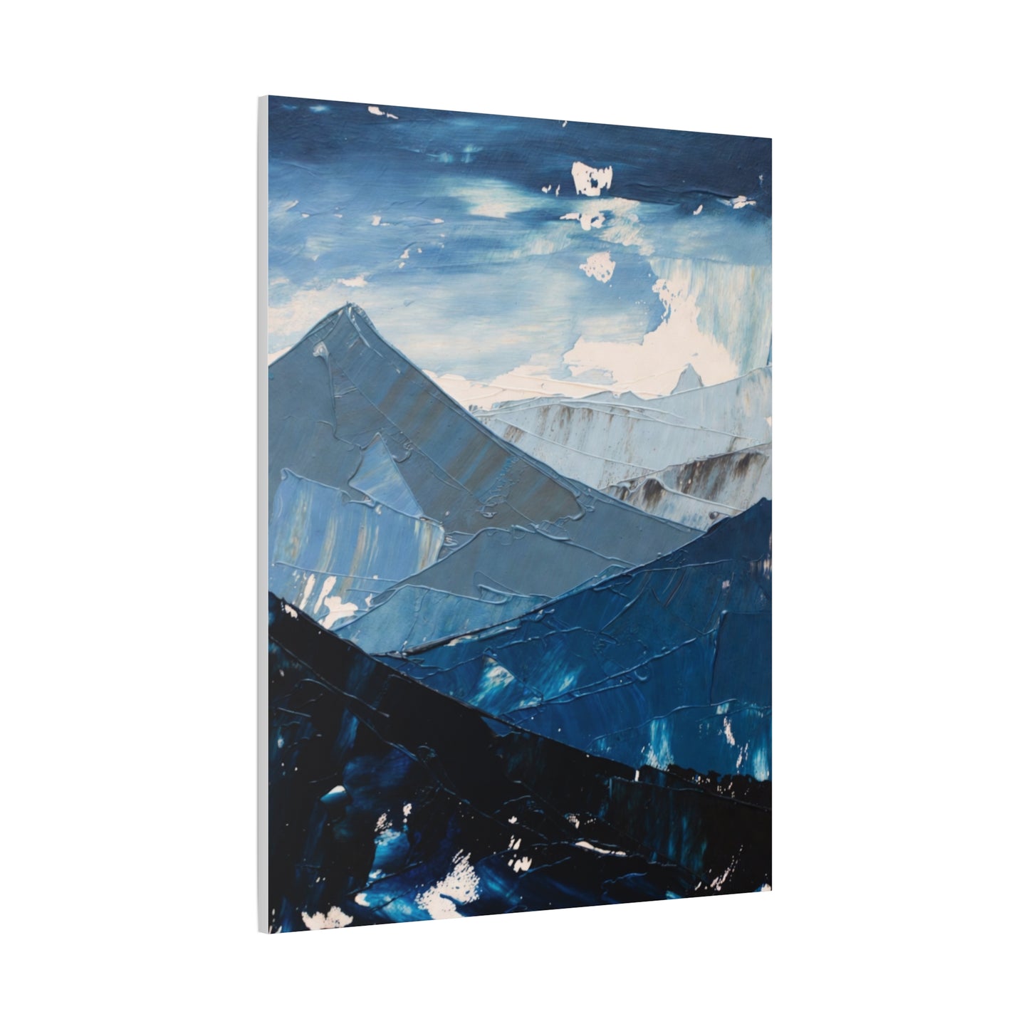 Blue Mountain Abstract Canvas Wall Art – Stretched Matte Mountain Landscape