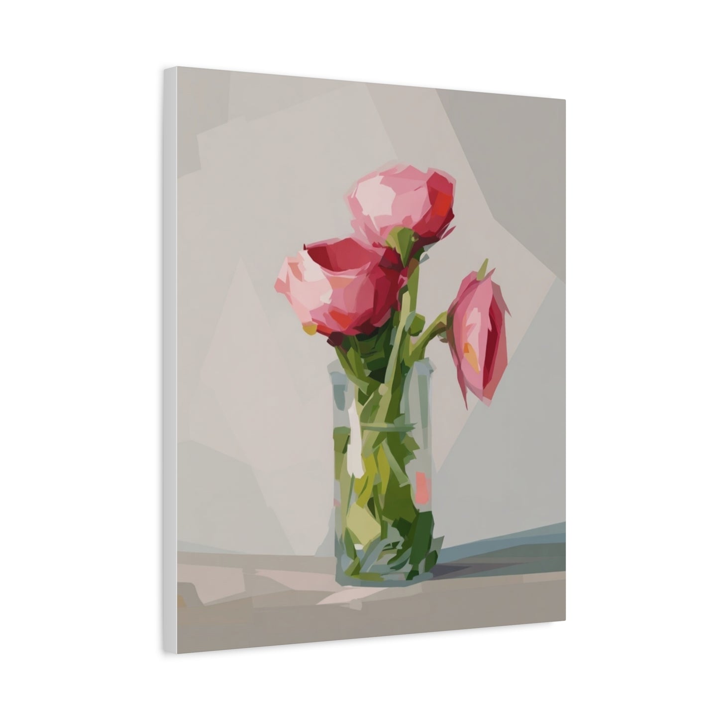 Pink Floral Vase Canvas Print — Stretched Matte Wall Art