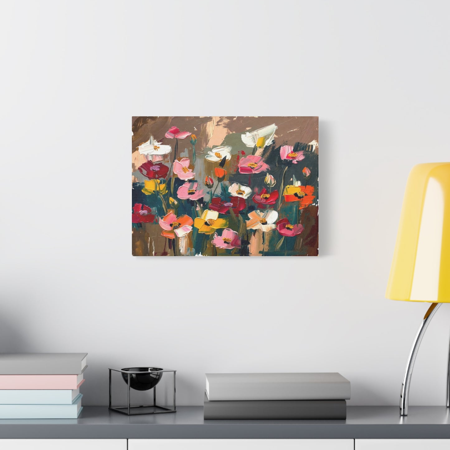 Abstract Floral Canvas Wall Art — Colorful Poppies Matte Stretched Print